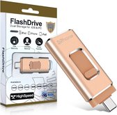 DrPhone EasyDrive - 256GB - 4 In 1 Flashdrive - OTG USB 3.0 + USB-C + Micro USB + Lightning iPhone - Android - Tablet Opslag - Goud