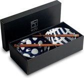 Kommenset - Edo Japan - Perfect voor Ramen, Rijst, Matcha of Soep - 2 Japanse kommen - 2 eetstokjes - Verpakt in cadeauverpakking - 4delig