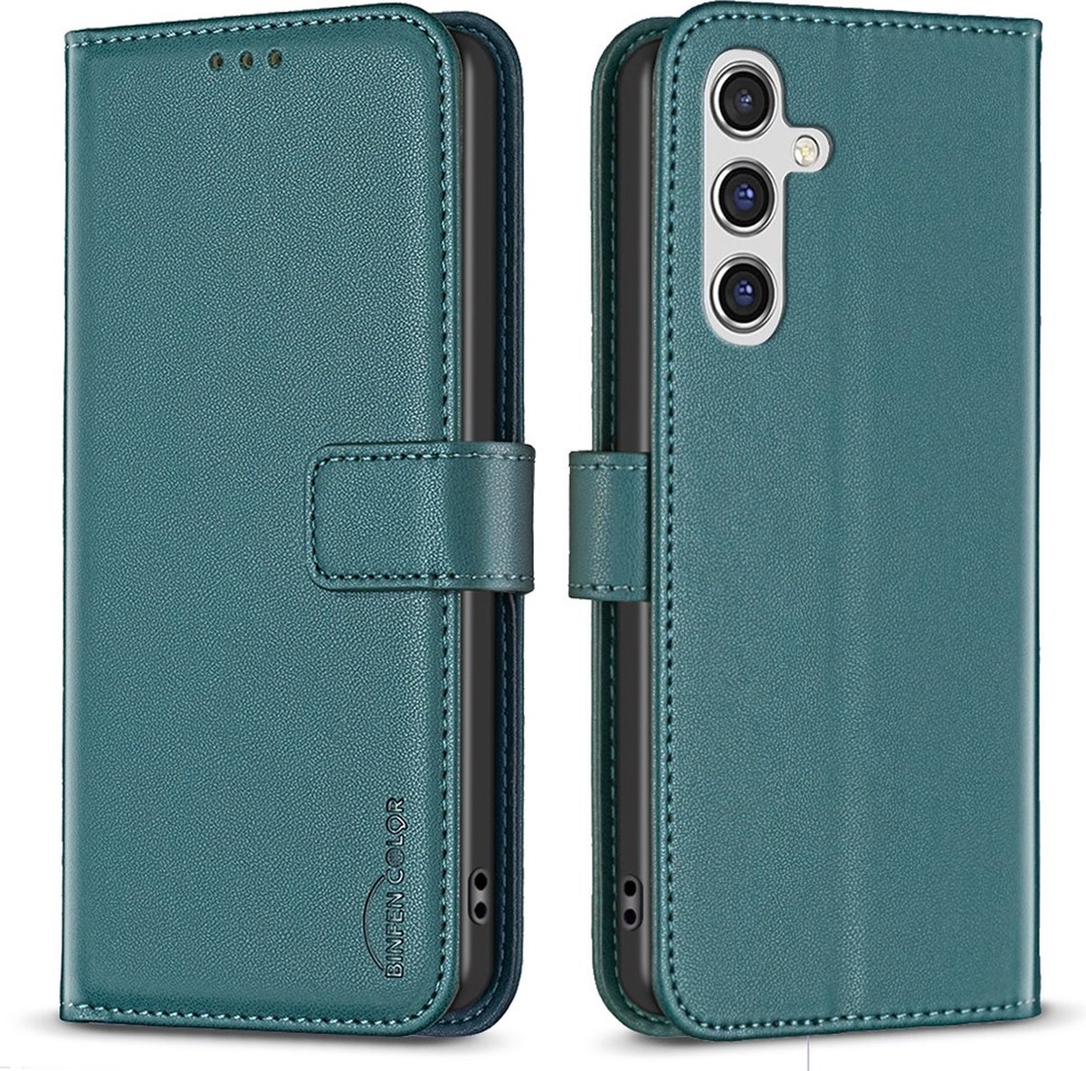 BINFEN Book Case - Geschikt voor Samsung Galaxy A15 Hoesje - Groen
