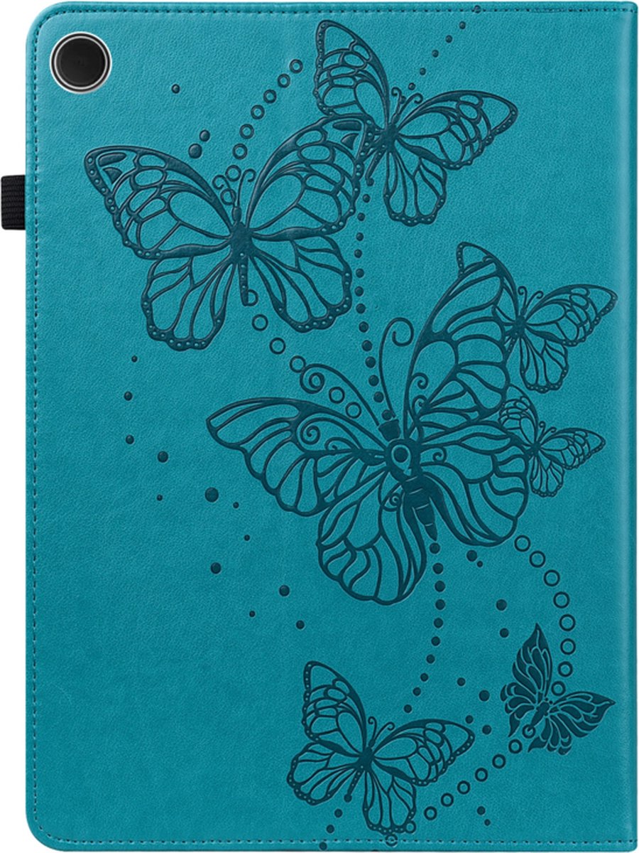 Bescherm-Etui Hoes Map geschikt voor Samsung Galaxy Tab A9 PLUS - 11" - Vlinders - Turquoise