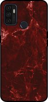 Smartphonica Telefoonhoesje voor OPPO A53 met marmer opdruk - TPU backcover case marble design - Rood / Back Cover geschikt voor Oppo A53