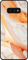 Smartphonica Telefoonhoesje voor Samsung Galaxy S10E met marmer opdruk - TPU backcover case marble design - Oranje / Back Cover geschikt voor Samsung Galaxy S10E