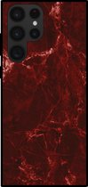 Smartphonica Telefoonhoesje voor Samsung Galaxy S22 Ultra met marmer opdruk - TPU backcover case marble design - Rood / Back Cover geschikt voor Samsung Galaxy S22 Ultra