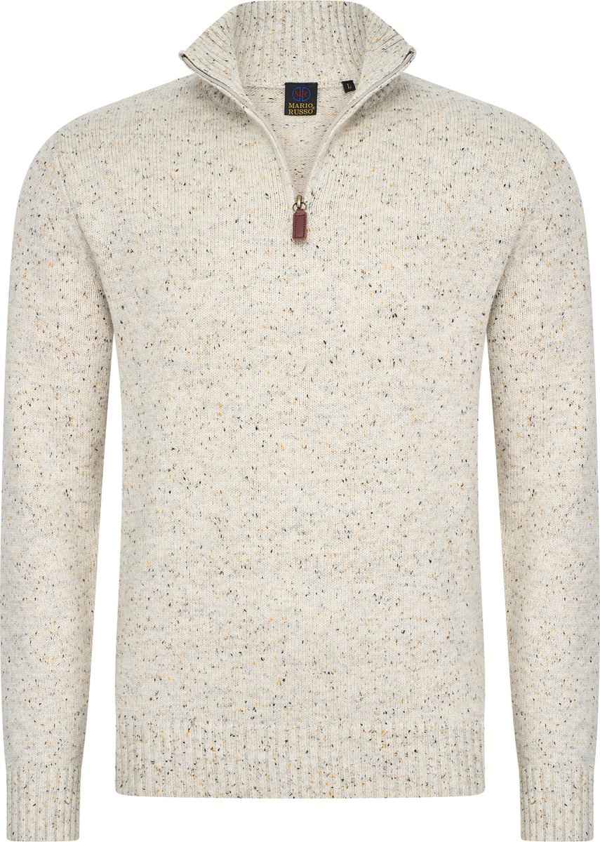 Mario Russo Skipper - Heren Trui - Half Zip - Beige - XXL