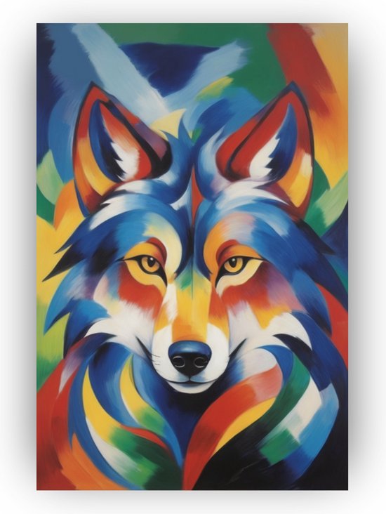 Wolf Franz Marc - Franz Marc muurdecoratie - Canvas schilderij wolf - Wanddecoratie landelijk - Canvas - Kantoor decoratie - 40 x 60 cm 18mm