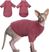 Haarloze katten vest coltrui trui, ademende schattige kat slijtage shirt kleding MAAT M