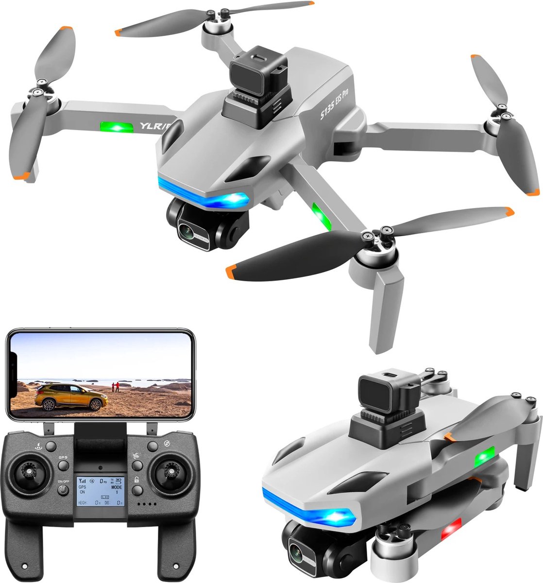RM Enterprise Drone - Drone met Camera - GPS HD Camera - Opvouwbare afstandsbediening - 1.5 KM Bereik - Met Obstakelvermijdingsfunctie