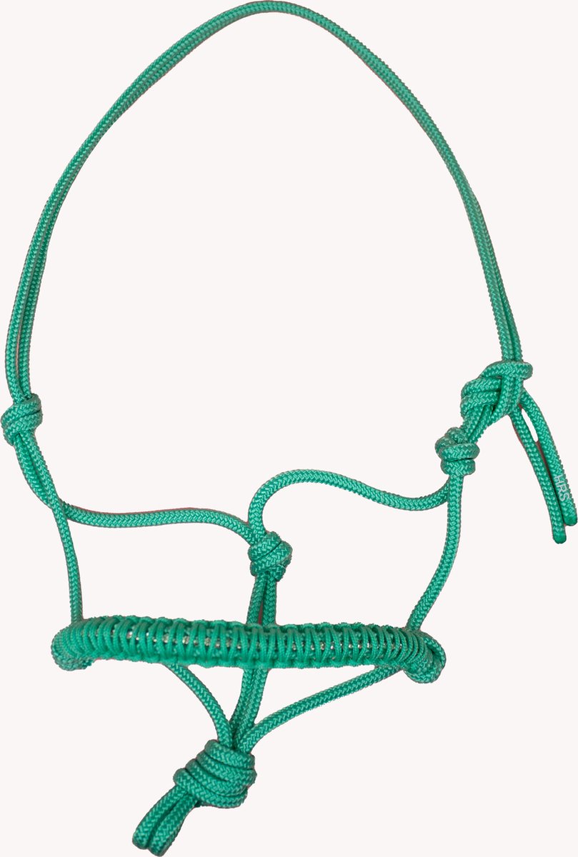Touwhalster ‘zigzag glitter’ Mint groen maat Shet | mint groen, licht, glitter, halster, touwproducten, paard