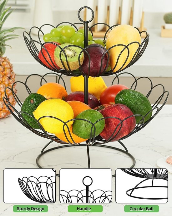 Coupe A Fruit Corbeille De Fruits De Cuisine | Panier De Rangement Pour Légumes À 2 Niveaux En Acier Au Coupe A Fruit Deux Etage
