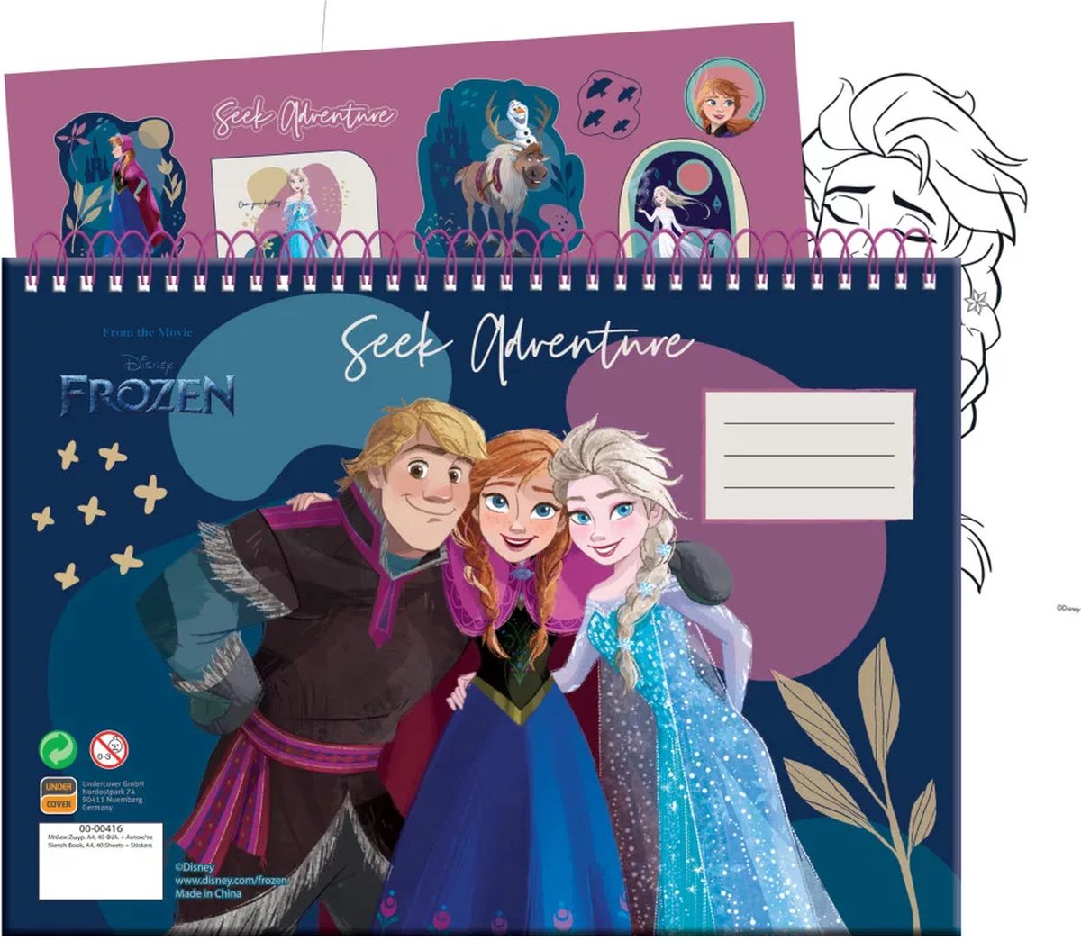 Disney Frozen Kleurboek A4 Schetsboek met Stickers - Schetsboek Elsa & Anna - Tekenboek - Cadeau Meisje 5 Jaar - Cadeau Meisje 3 Jaar - Verjaardagscadeau Meisje - Cadeau Kind - Frozen 2