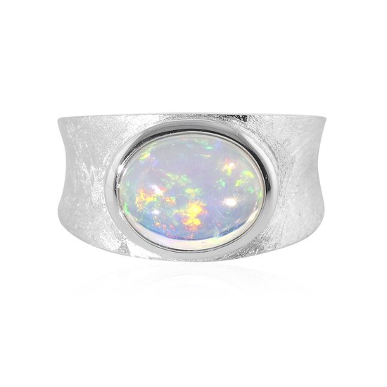 Cavill - Zilveren ring met 1,553 ct ovale Welo-opaal cabochon uit Ethiopië - 925 Sterling zilver - Brede moderne damesring - Luxe sieraden