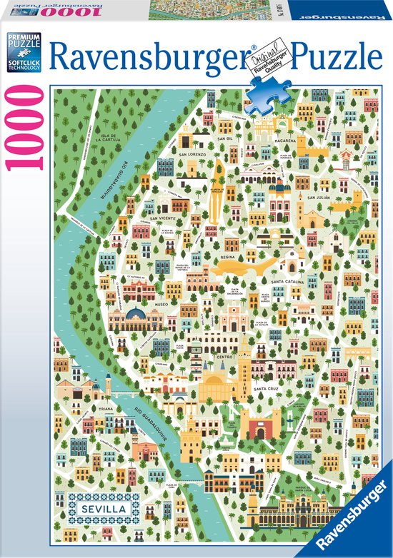 Foto: Ravensburger puzzel map of seville legpuzzel 1000 stukjes