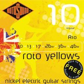 Rotosound roodo Yellows R10 10-46 nikkel Regular e1 dubbelt - Elektrische gitaarsnaren