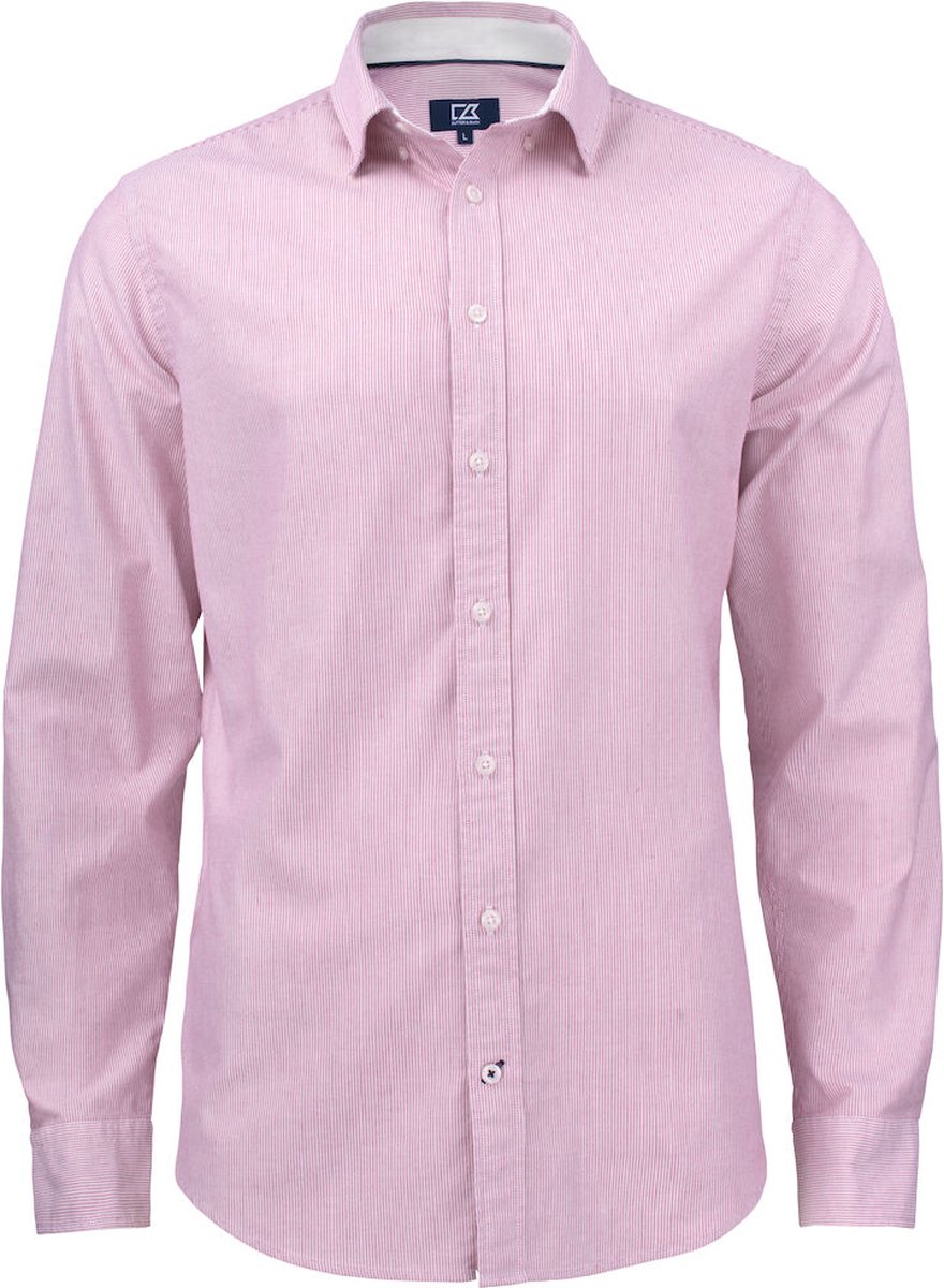 Cutter & Buck Belfair Oxford Shirt Heren 352400 - Burgundy/Wit gestreept - L