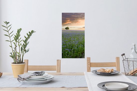 Stickers muraux - Coucher de soleil - Fleurs - Couleurs - 20x40 cm - Film adhésif