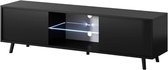 TV-meubel/woonkamer meubel - zwart mat/zwart glanzend - LED verlichting met batterijen – modern