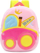 BoefieBoef Takelwagen Peuter/Kleuter Rugtas: Bouw & Werkvoertuigen Design | Avontuurlijke Kinder Rugzak 0-5 Jaar - roze geel