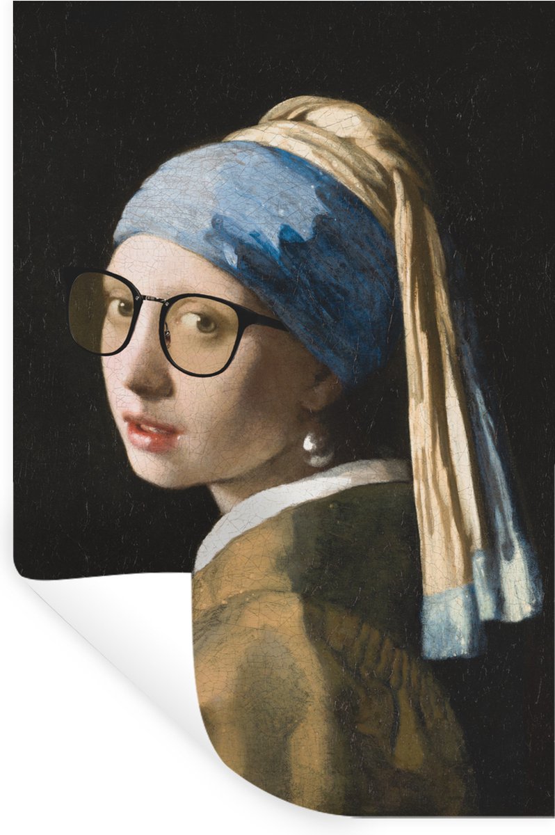 Muurstickers - Sticker Folie - Meisje met de parel - Johannes Vermeer - Bril - 20x30 cm - 