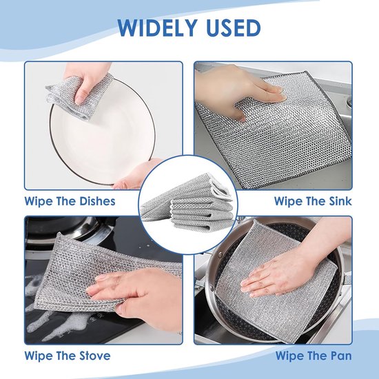 Chiffons à vaisselle en fil métallique polyvalents pour humides et secs, torchon multifonctionnel anti-rayures, chiffons (10pièces) - Auto Chiffons à vaisselle en fil métallique polyvalents pour humides et secs, torchon multifonctionnel anti-rayures, chiffons (10pièces) - Auto