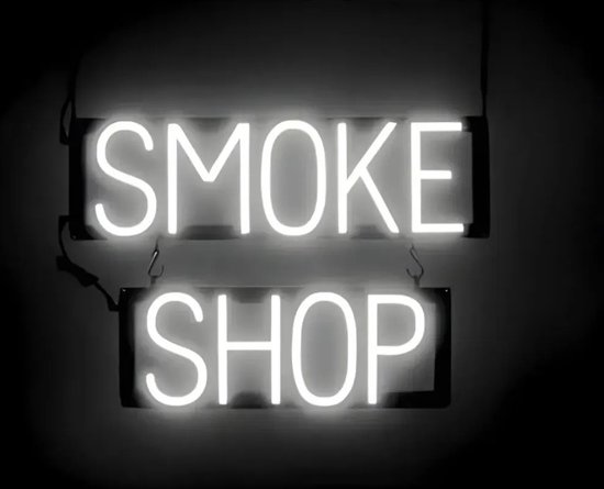 SMOKE SHOP - Lichtreclame Neon LED bord verlicht | SpellBrite | 54 x 38 cm | 6 Dimstanden - 8 Lichtanimaties | Reclamebord neon verlichting