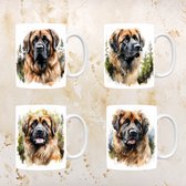 Leonberger mokken set van 4 bekers, servies voor hondenliefhebbers, hond, thee mok, beker, koffietas, koffie, cadeau, moeder, oma, pasen decoratie, kerst, verjaardag