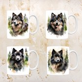 Finse Lappenhond mokken set van 4, servies voor hondenliefhebbers, hond, thee mok, beker, koffietas, koffie, cadeau, moeder, oma, pasen decoratie, kerst, verjaardag