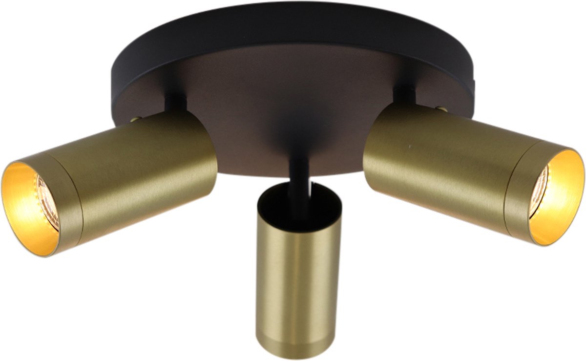 Olucia - NADI - Plafondlamp - Messing / Zwart - 3L - Vorm: Rond