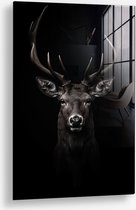 Wallfield™ - Deer Noir | Glasschilderij | Muurdecoratie / Wanddecoratie | Gehard glas | 40 x 60 cm | Canvas Alternatief | Woonkamer / Slaapkamer Schilderij | Kleurrijk | Modern / Industrieel | Magnetisch Ophangsysteem