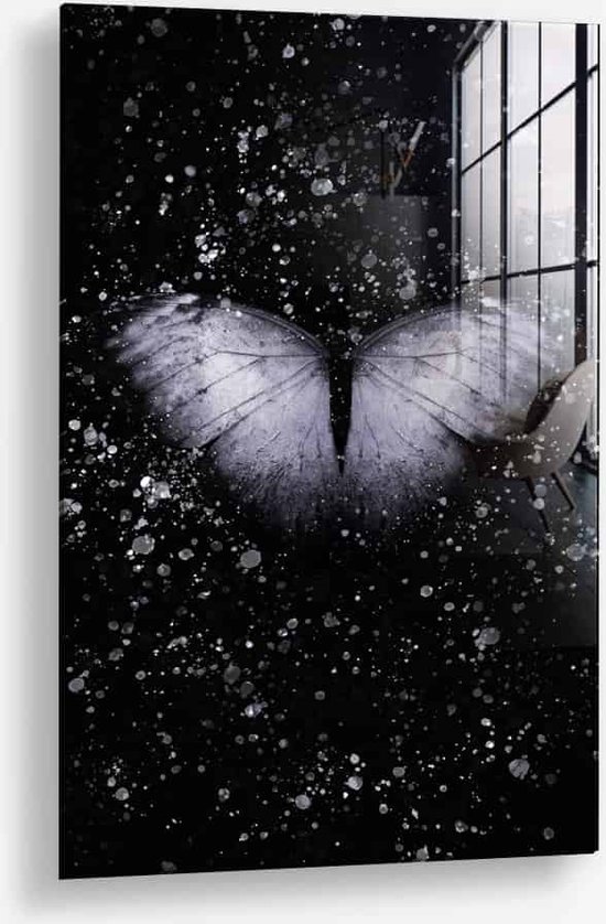 Wallfield™ - Butterfly Art I | Glasschilderij | Gehard glas | | Magnetisch Ophangsysteem