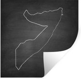 Muurstickers - Sticker Folie - Een zwart-wit illustratie van Somalië op een krijtbord - 120x120 cm - Plakfolie - Muurstickers Kinderkamer - Zelfklevend Behang XXL - Zelfklevend behangpapier - Stickerfolie