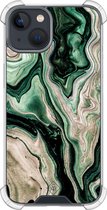 Casimoda® hoesje - Geschikt voor iPhone 13 Mini - Groen marmer / Marble - Shockproof case - Extra sterk - TPU/polycarbonaat - Groen, Transparant