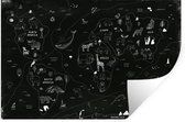 Muurstickers - Sticker Folie - Wereldkaart - Kinderen - Zwart - Wit - 120x80 cm - Plakfolie - Muurstickers Kinderkamer - Zelfklevend Behang - Zelfklevend behangpapier - Stickerfolie