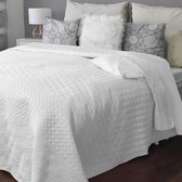 Sprei, bed & sofaplaid, dagdeken, bedsprei, XXL-deken, 220 cm x 240 cm, wit patroon)