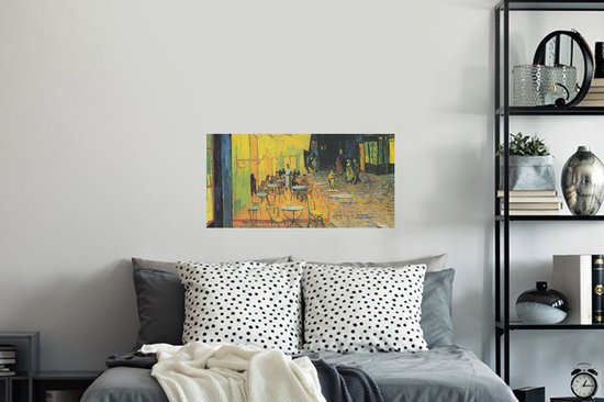 Stickers muraux - Sticker Feuille - Terrasse de Café la Nuit - Vincent van Gogh - 80x40 cm - Feuille Adhésive - Stickers muraux Chambre d'Enfant - Papier Peint Auto-Adhésif