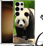 TPU Siliconen Hoesje Geschikt voor Samsung Galaxy S24 Ultra GSM Hoesje met doorzichtige rand Panda