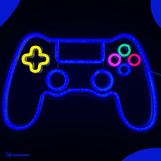 Neon Lamp - Game Controller Playstation Blauw - Incl. Ophanghaakjes - Neon Sign - Neon Verlichting - Neon Led Lamp - Wandlamp - Mancave