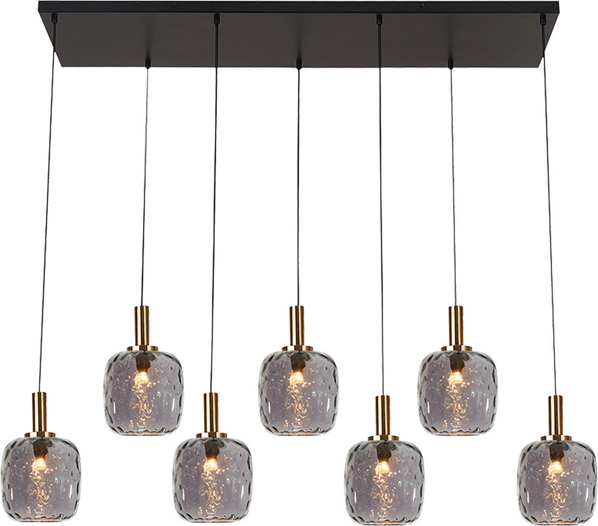 Fantasia Okiru hanglamp Balk 7xE27 zwart, grijs glas