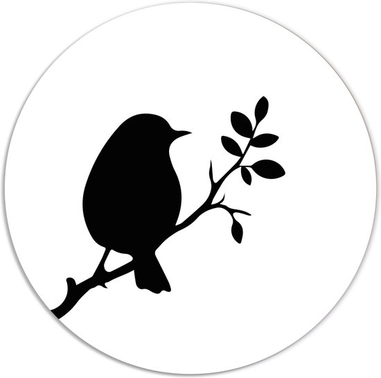 Label2X - Muurcirkel vogeltje lente wit - Ø 80 cm - Dibond - Multicolor - Wandcirkel - Rond Schilderij - Muurdecoratie Cirkel - Wandecoratie rond - Decoratie voor woonkamer of slaapkamer