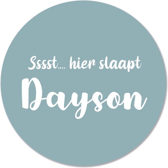 Label2X - Muurcirkel kids ssst hier slaapt blauw - 40 cm - Forex - Multicolor - Wandcirkel - Rond Schilderij - Muurdecoratie Cirkel - Wandecoratie rond - Decoratie voor woonkamer of slaapkamer