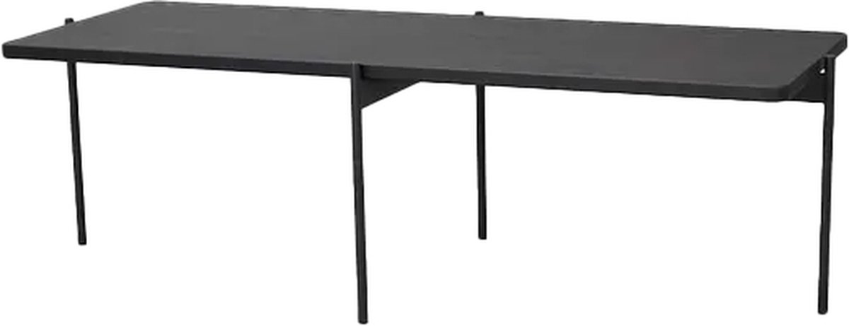Rowico Home Shelton Salontafel Zwart - Hout - Metalen Poten - Rechthoekig - Koffietafel - Woonkamer - Industrieel - Modern - 145 x 60 x 45 cm