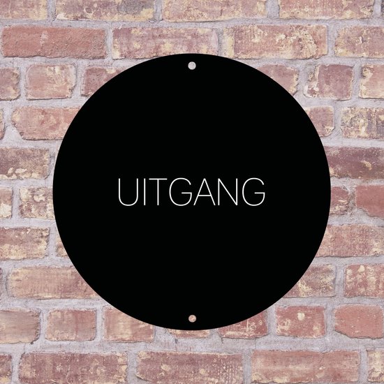 Label2X - Bordje Uitgang 25 x 25 cm - Wit met zwarte tekst - Zonder boorgaatjes - deurbord