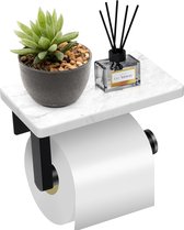 Toiletpapierhouder met plank Toilet Roll Holder/Marmer Roestvrij Staal Toiletpapierhouder (zwart)