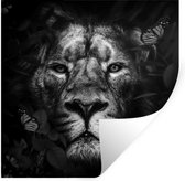 Muurstickers - Sticker Folie - Vlinder - Leeuw - Planten - Zwart - Wit - 100x100 cm - Plakfolie - Muurstickers Kinderkamer - Zelfklevend Behang XXL - Zelfklevend behangpapier - Stickerfolie