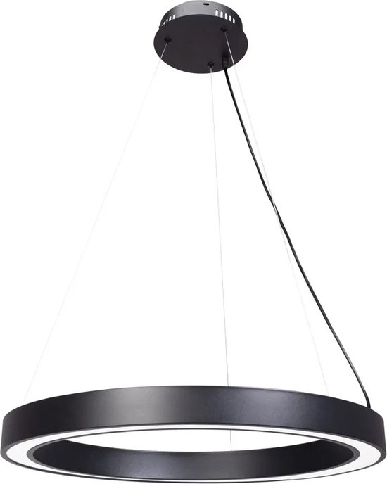 Plafonnier suspendu LED - Lampe suspendue ronde LED noire - Lustre LED 1 anneau - Bureau rond, salle à manger, couloir/escalier, cuisine Lampe suspendue LED, chambre d'enfant, salon, chambre
