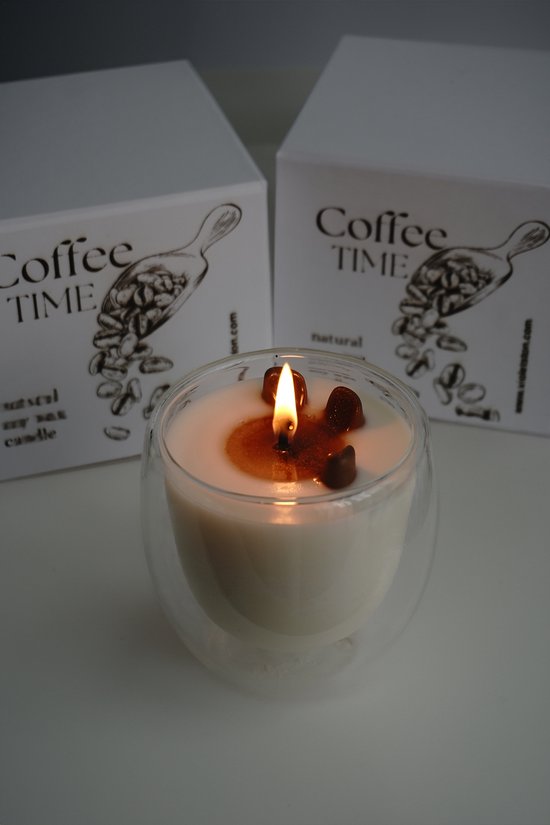 VIOLETSTON Coffee Time | Geurkaars Candle Jar | 100% Sojawas | Natuurlijke product | Handgemaakt in Nederland | Eco | Vegan | Wooden wick