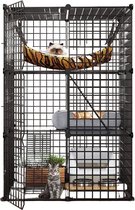 Enclos pour chat - Cage pour chat - Maison pour chat d'intérieur - Avec Échelles et hamac - 72x72x104CM - Zwart