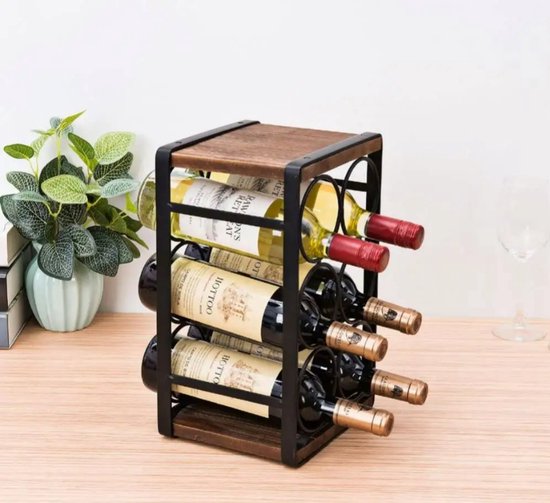 Flessenzak Carrier Wijnfles Houder Tas voor 6 Flessen Wijnfles Zakcompartimenten 6 x 1,5L Flessen met Draaggreep voor Reizen Picknick BBQ Party Carry Wijndrankjes, 31 x 25 x 18 cm