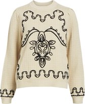 Object Trui Objchio L/s O-neck Knit Pullover 13 23043639 Sandshell/black Dames Maat - S