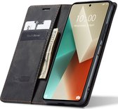 Hoesje geschikt voor Xiaomi Redmi Note 13 - Book Case Leer Slimline Zwart