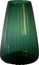 XLBoom Dim Stripe Large Vaas - Glas - Voor Binnen - Groen - 19,5×19,5×30cm